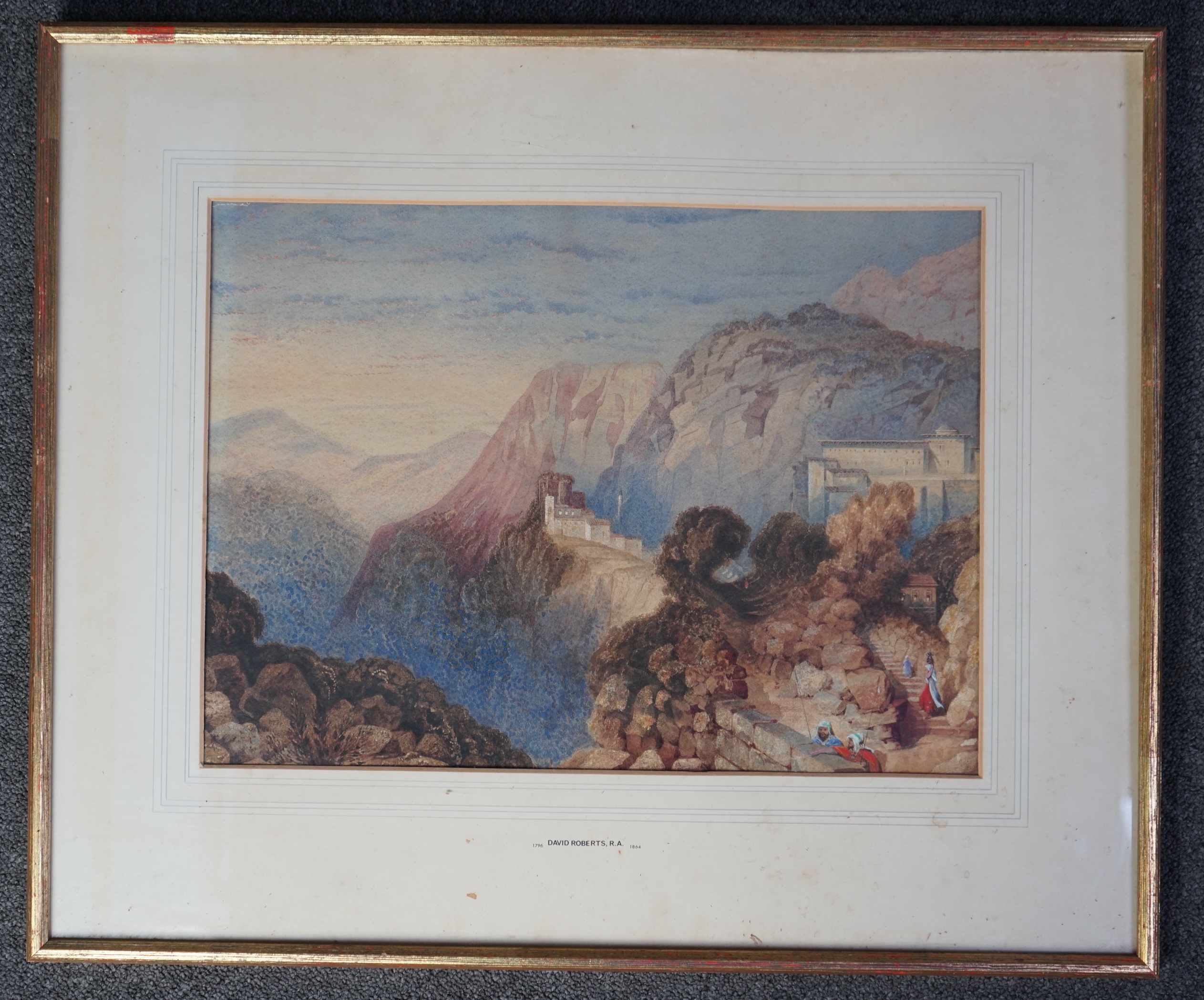 David Roberts (British, 1796-1864), watercolour, A Scene in Palestine, 31.5 x 43cm. Condition - fair to good